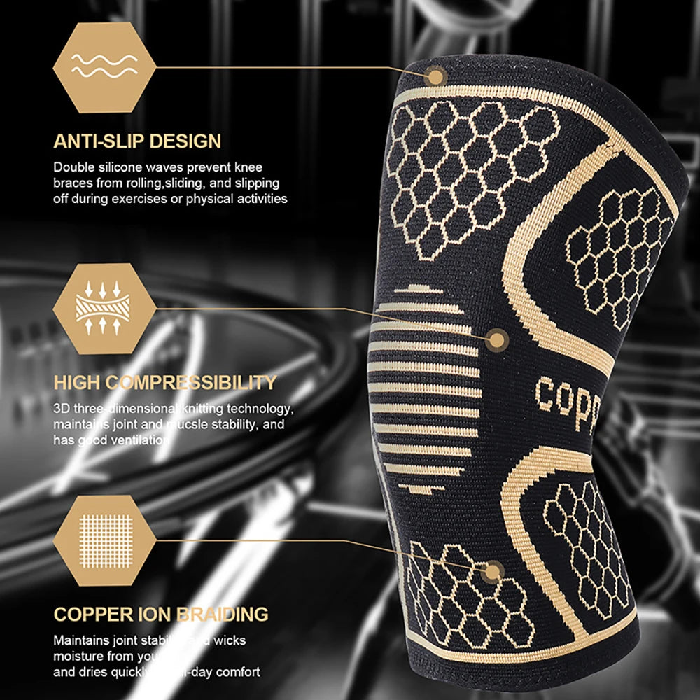Copper compression knee brace